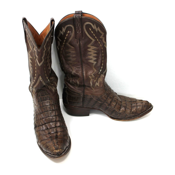 Lucchese *AS IS* Men\'s 10.5 EE Brown Hornback Caiman Crocodile Cowboy Boots USA main image 4